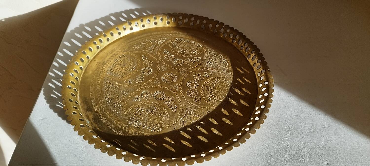 Oriental brass tray