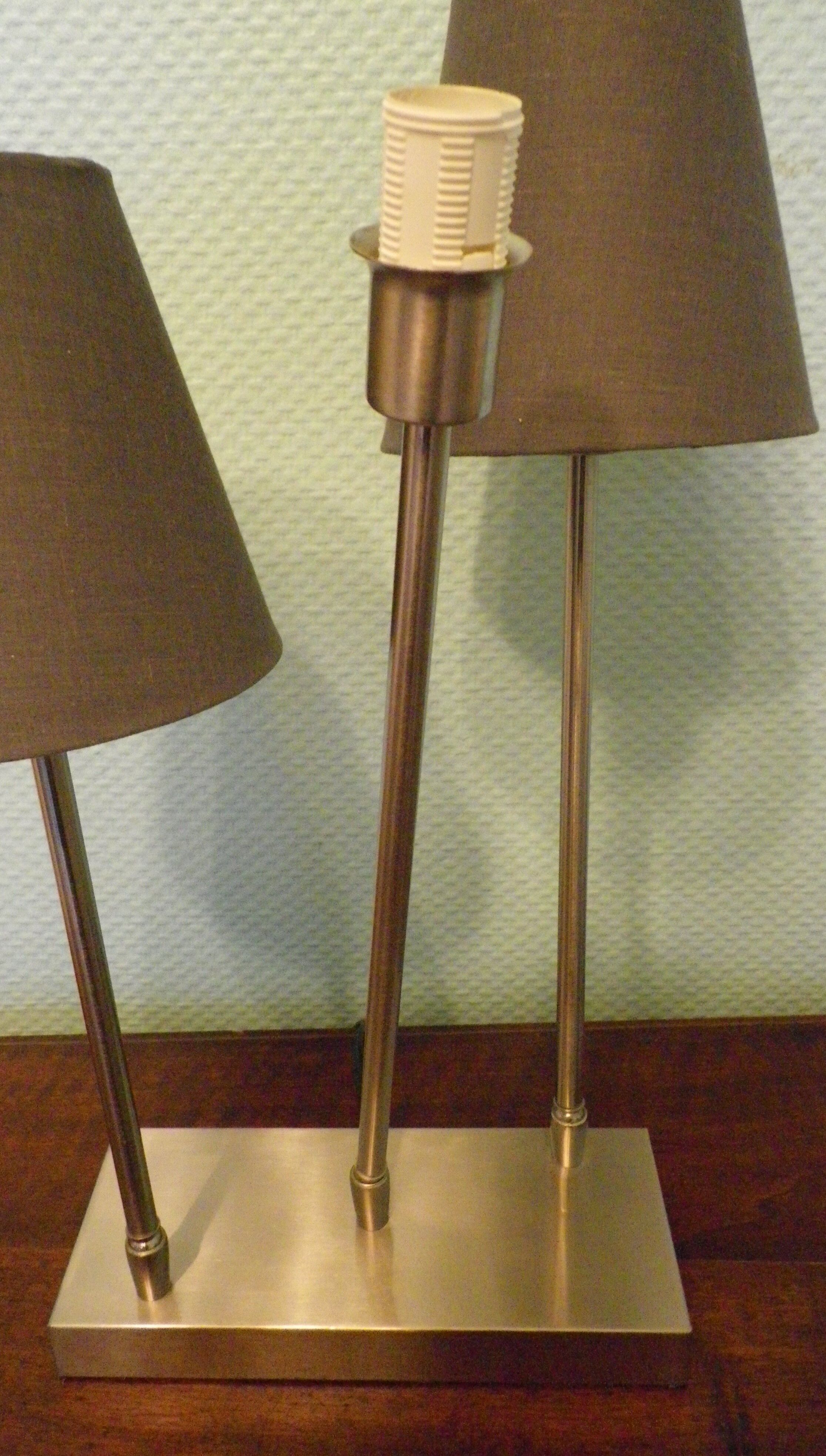 "Trio" table lamp, chromed metal, lampshades with tilting supports
