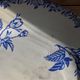 2 flat plates mismatched iron earth with blue flower motifs France