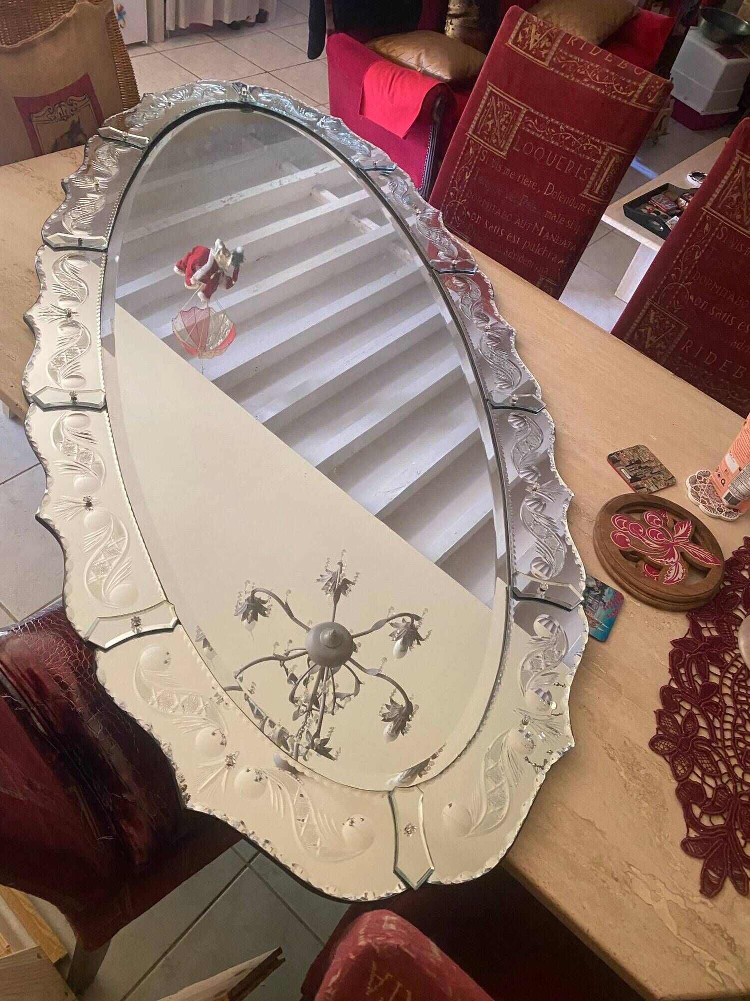 Large Mirror 180cm x 87cm, circa 1960-1970, in the style of Murano.