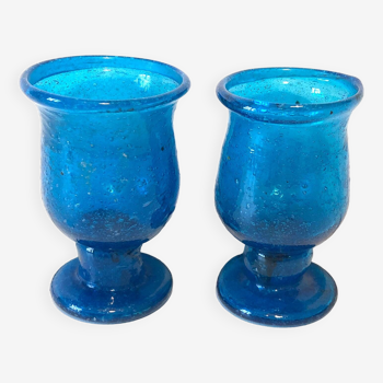 Bougeoirs Verre Soufflé Bleu