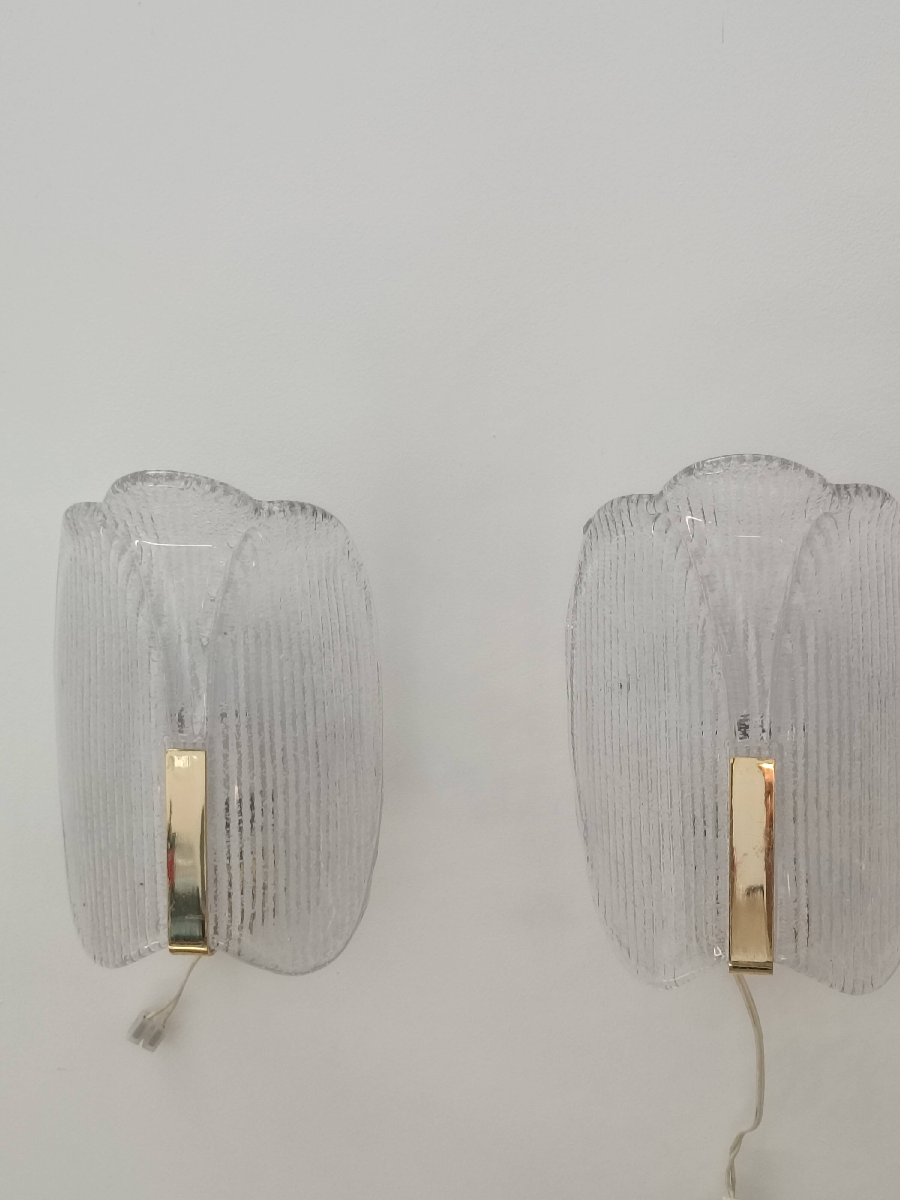 Wall lights by Carl Fagerlund for Orrefors 1970s