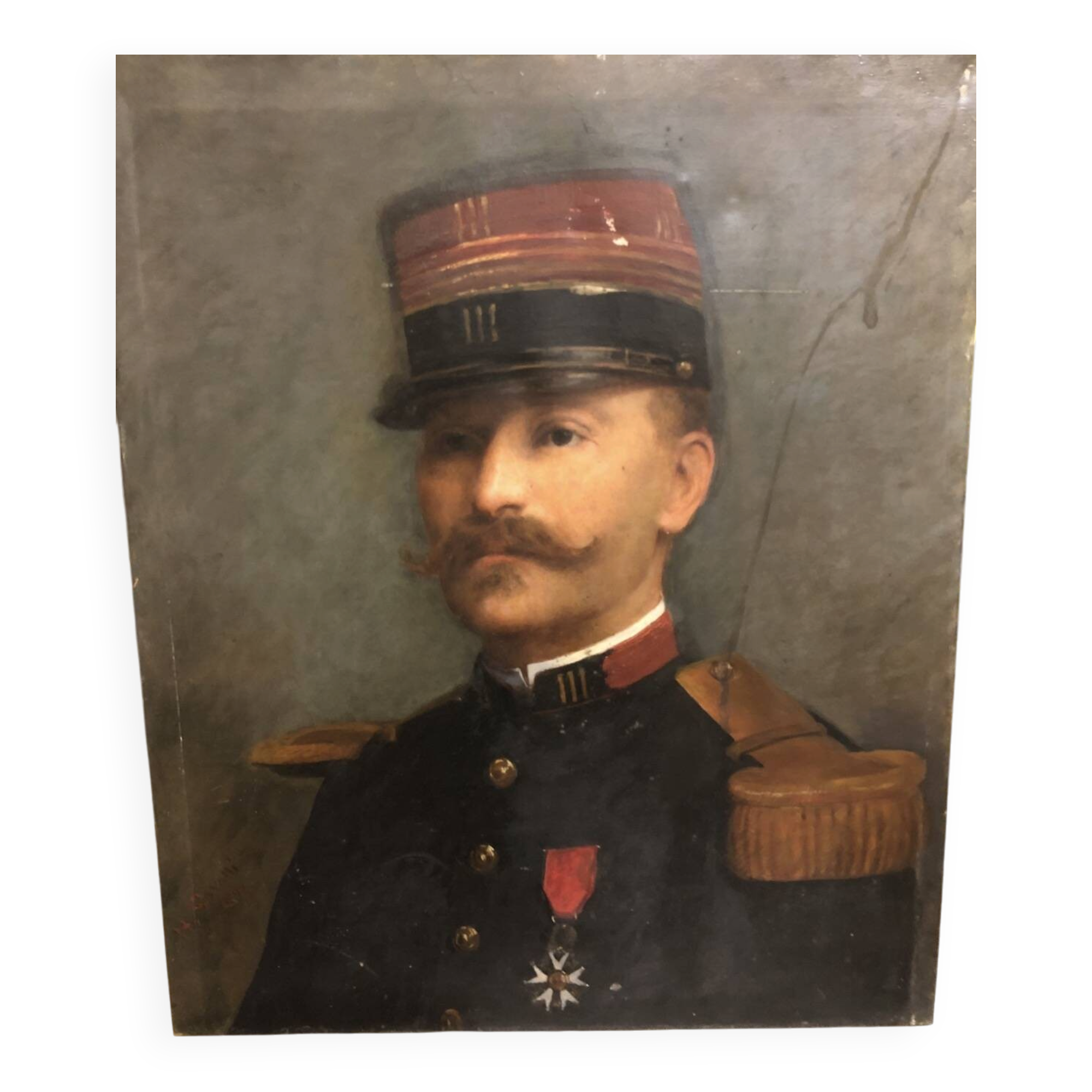 Portrait of a French officer – Oil on canvas signed "Cavalli", 1905