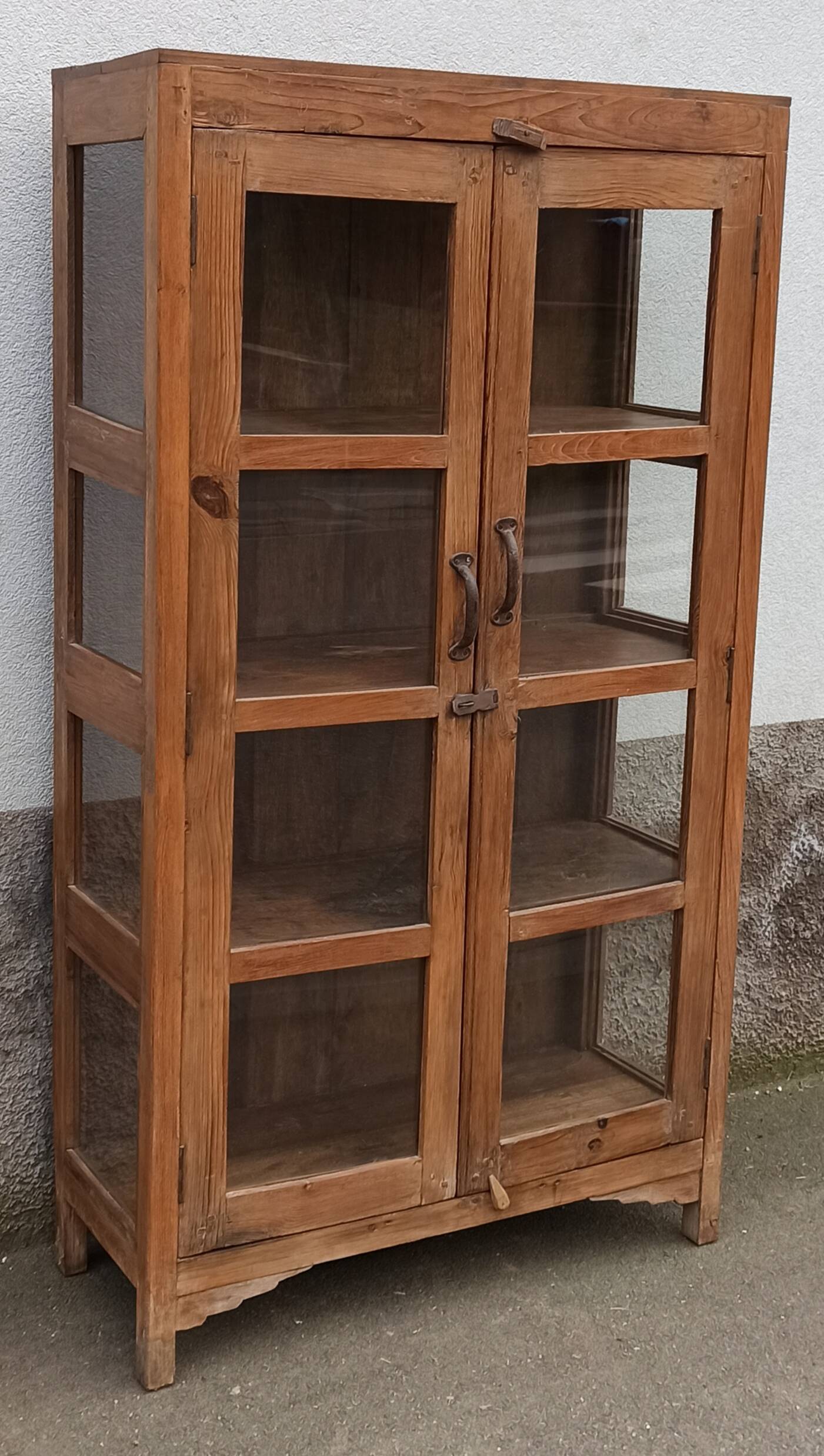 Old wooden cabinet display case with two doors
