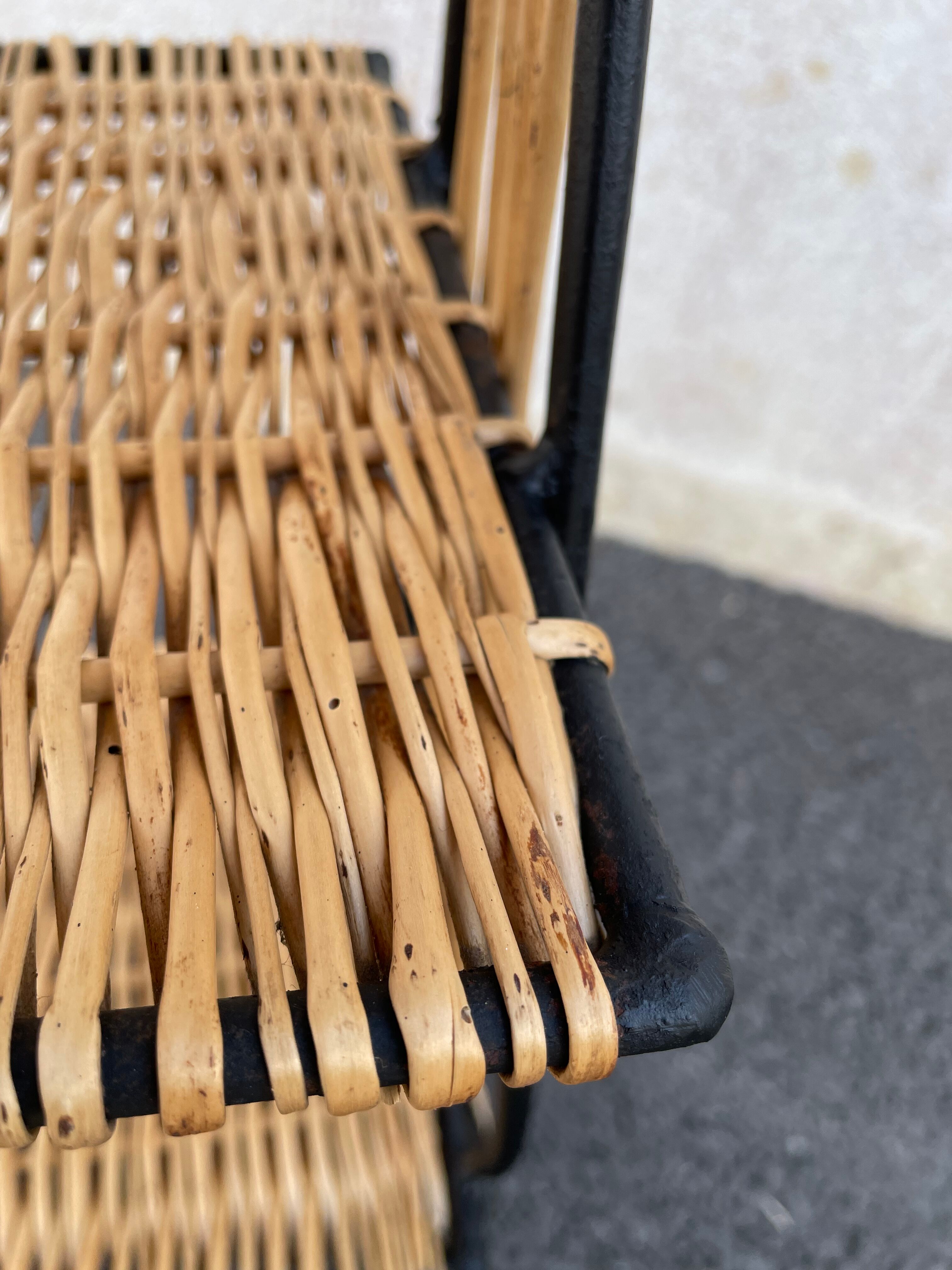 Wicker lyre side table