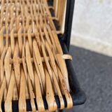 Wicker lyre side table