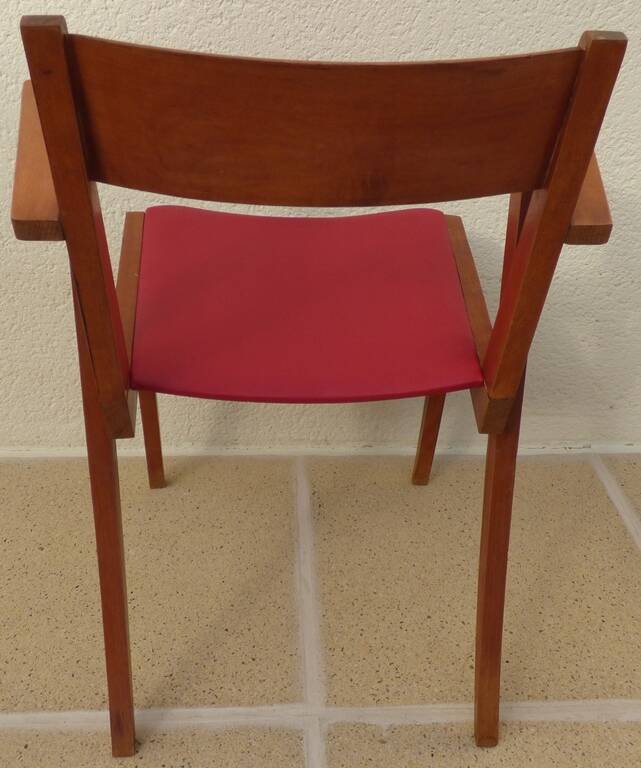 1950s design office chair with compass feet and red Sky seat