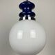Vintage glass sphere with blue metal pendant from the 1970s.