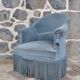 Blue velvet toad armchair