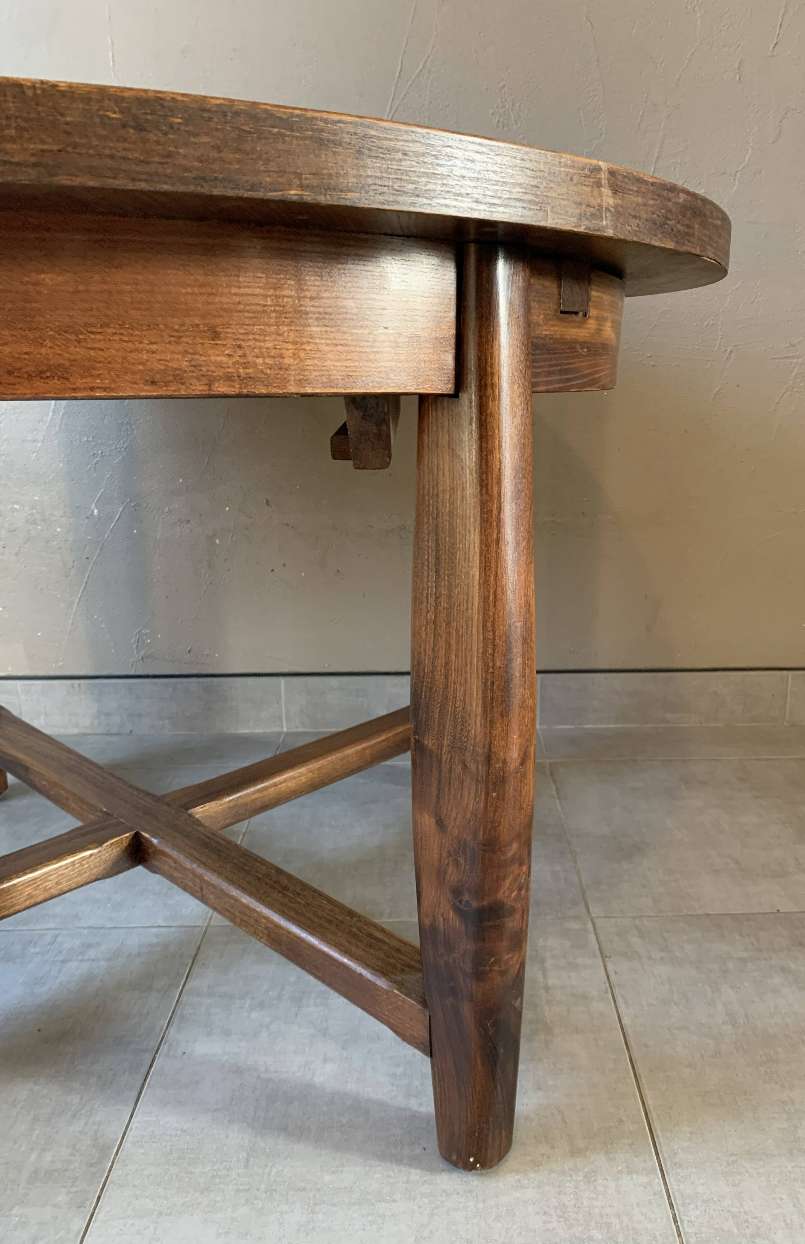 Vintage extendable wooden table from the 50s with independent extension