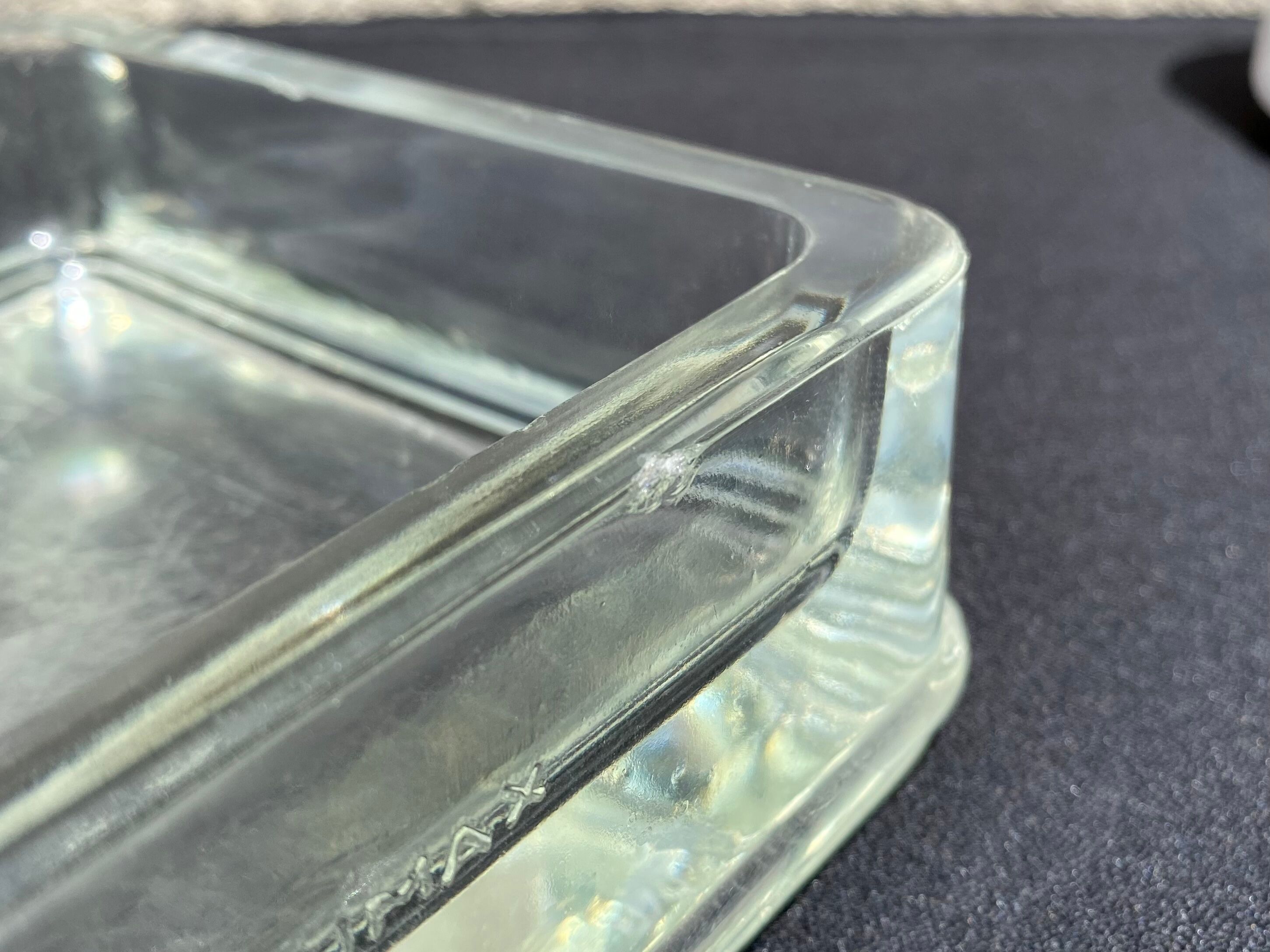 Empty pocket glass brick Lumax rare large model low vintage 60s