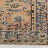 6x9 Vintage Orange & Blue Floral Pattern Turkish Vintage Rug, 180x275 Cm