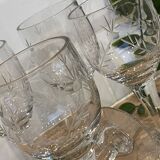 Set of 6 engraved white wine glasses