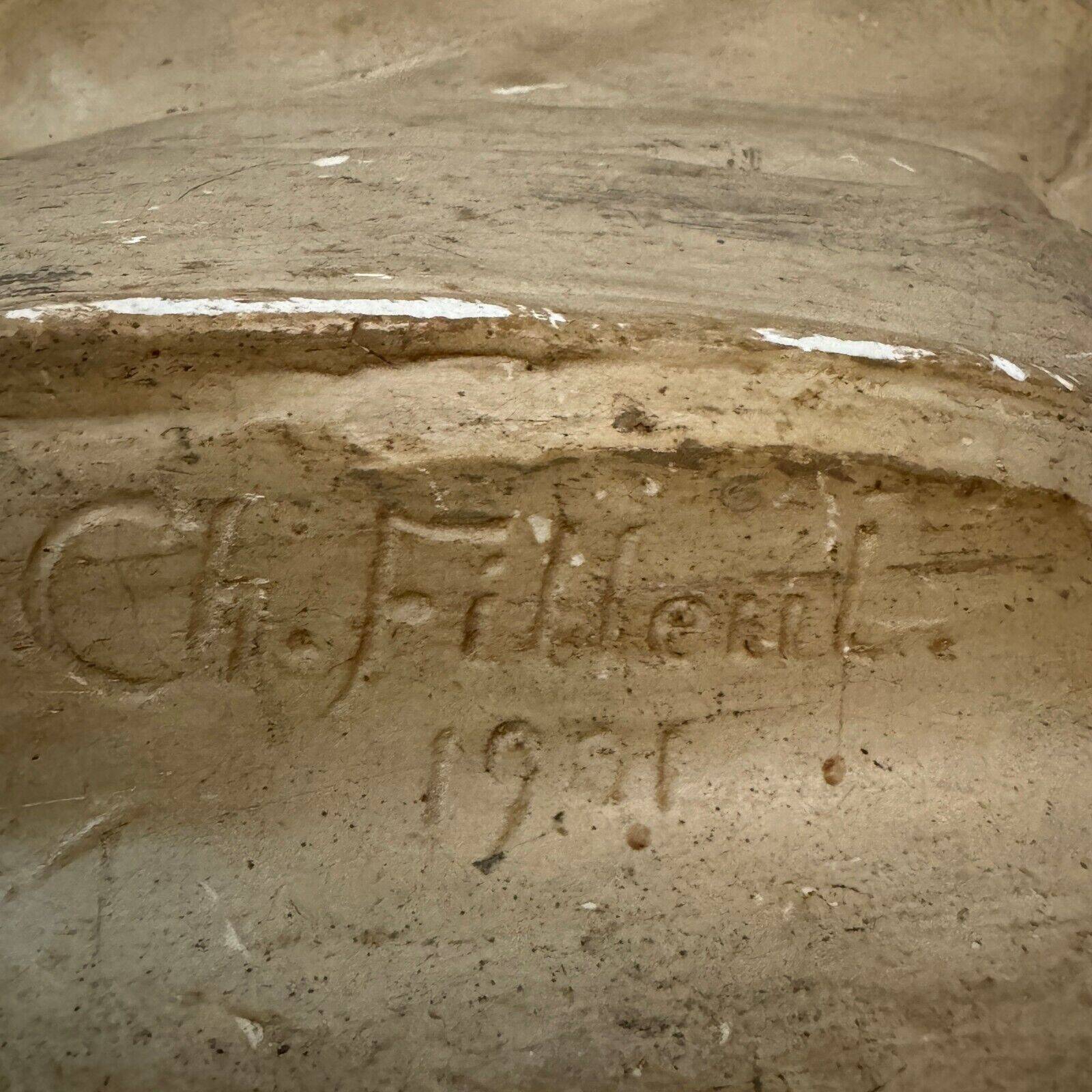 Plaster medallion portrait by Charles Filleul profile of a man 1901