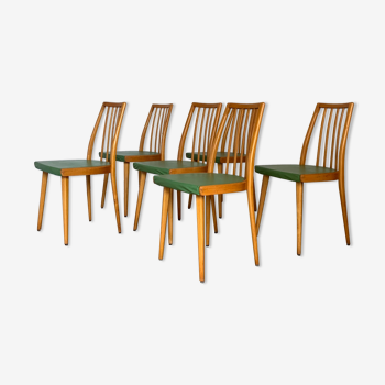 6 vintage green chairs