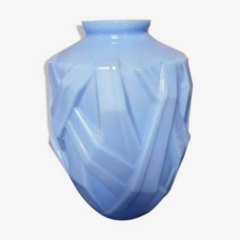 Vase opaline bleu art déco