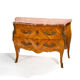 Curved Louis XV style commode in rosewood and red marble, fine.