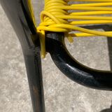 4 yellow scoubidou chairs, 1950