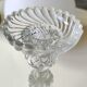 Paire de Bougeoirs flambeaux/Verrerie de Portieux, verre moulé. Motifs croisillons, forme corolle