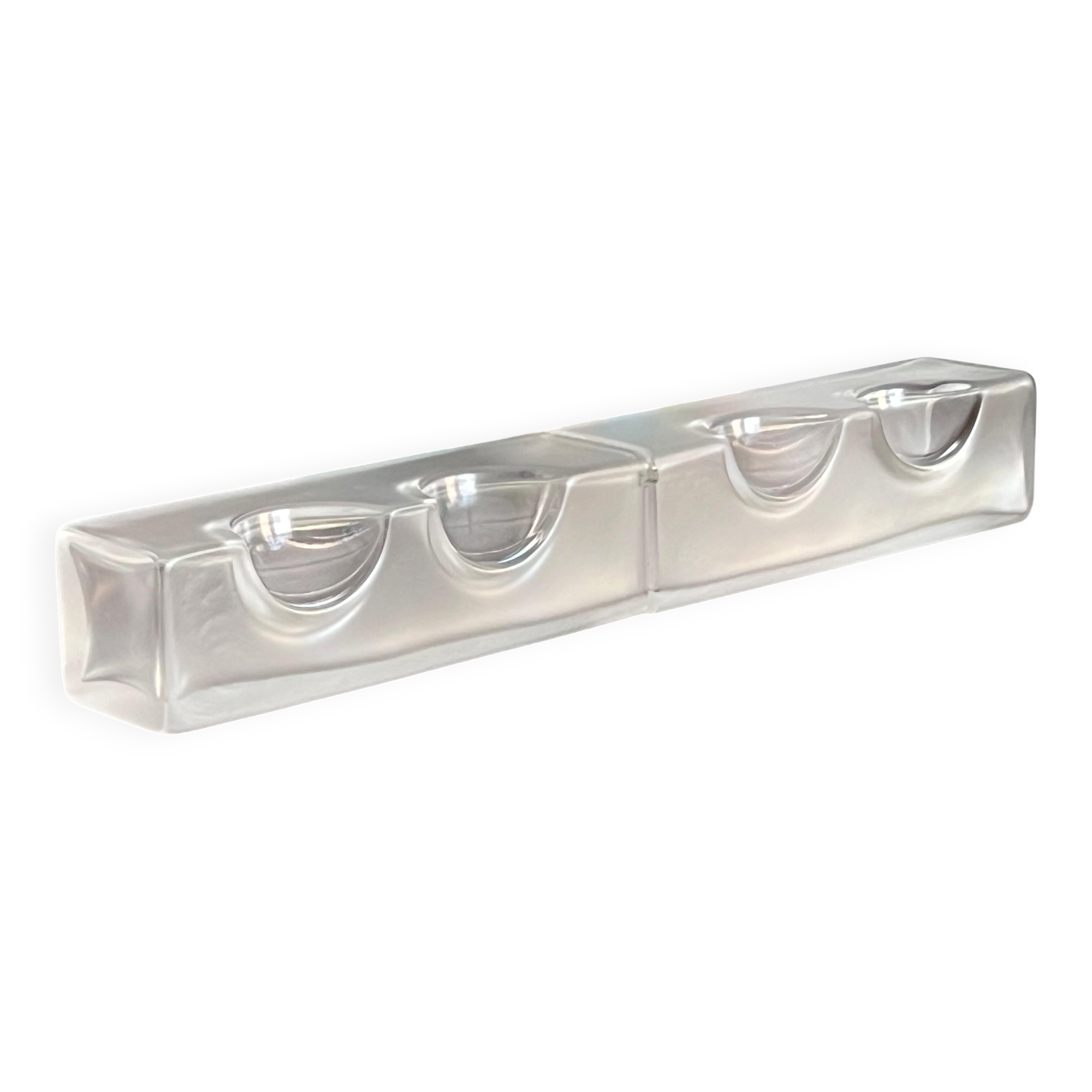 Decorative glass sculpture vases,  1980s clear glass modern bookcase accent