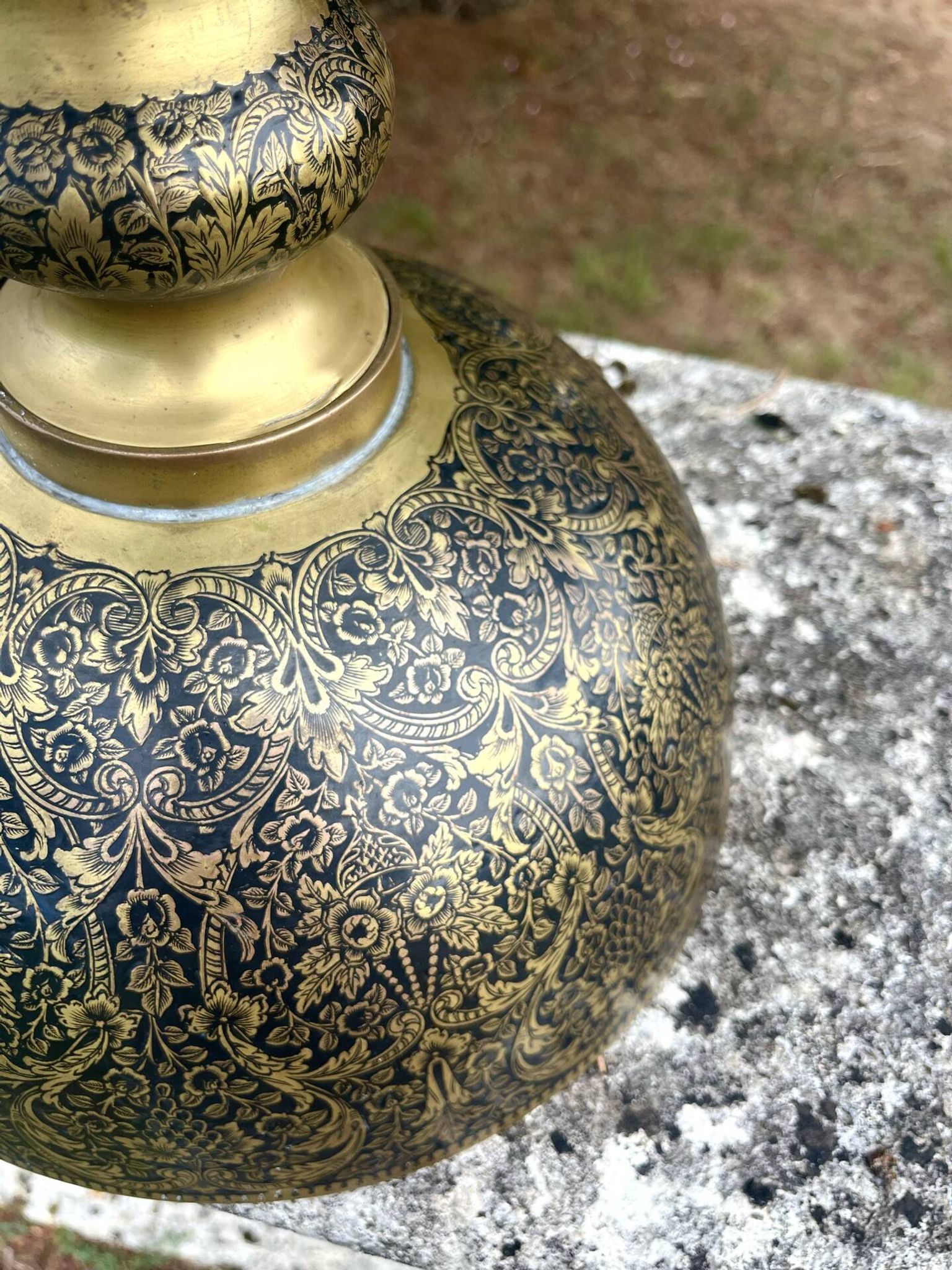 Ornate Floral Pedestal Champagne Cooler, brass ice bucket
