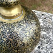 Ornate Floral Pedestal Champagne Cooler, brass ice bucket