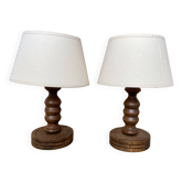Lot de 2 lampes en bois anciennes