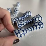 Lot de 6 porte-couteaux ou baguettes en porcelaine bleue