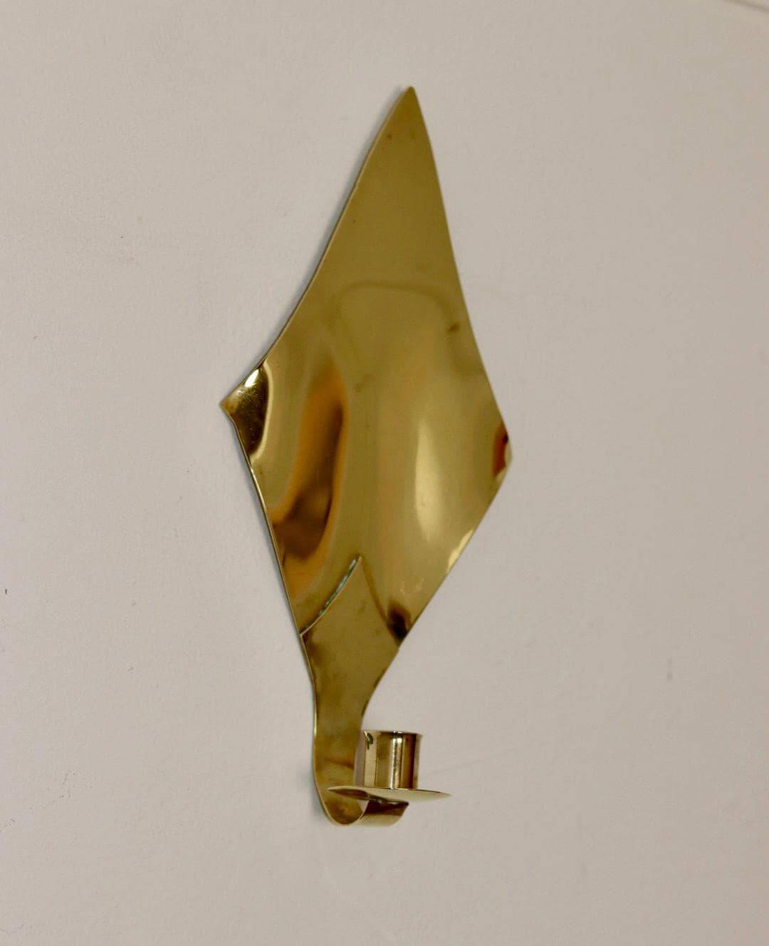 Pair of Swedish brass wall sconces from the mid-century.