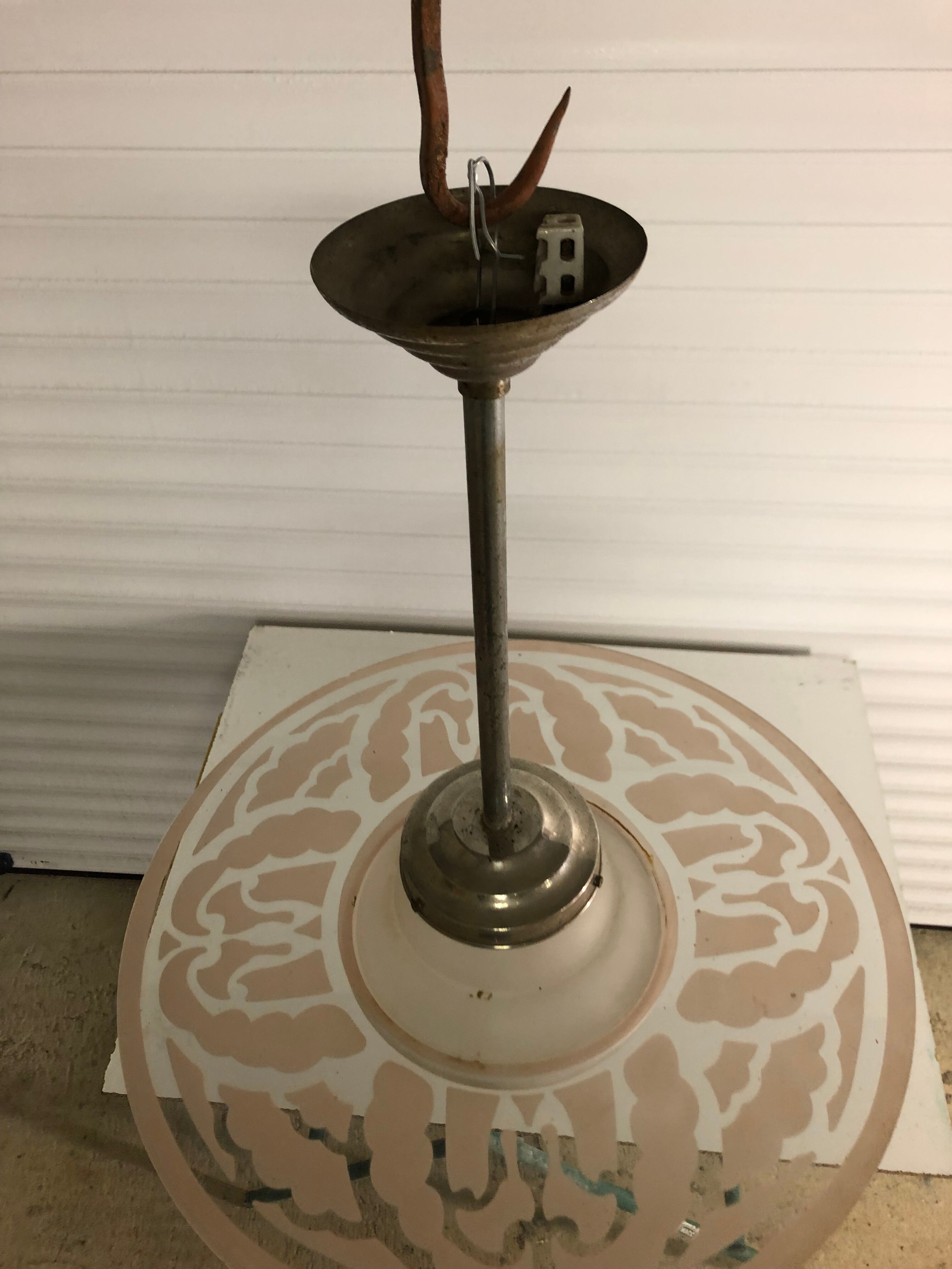 Vintage glass disc hanging lamp