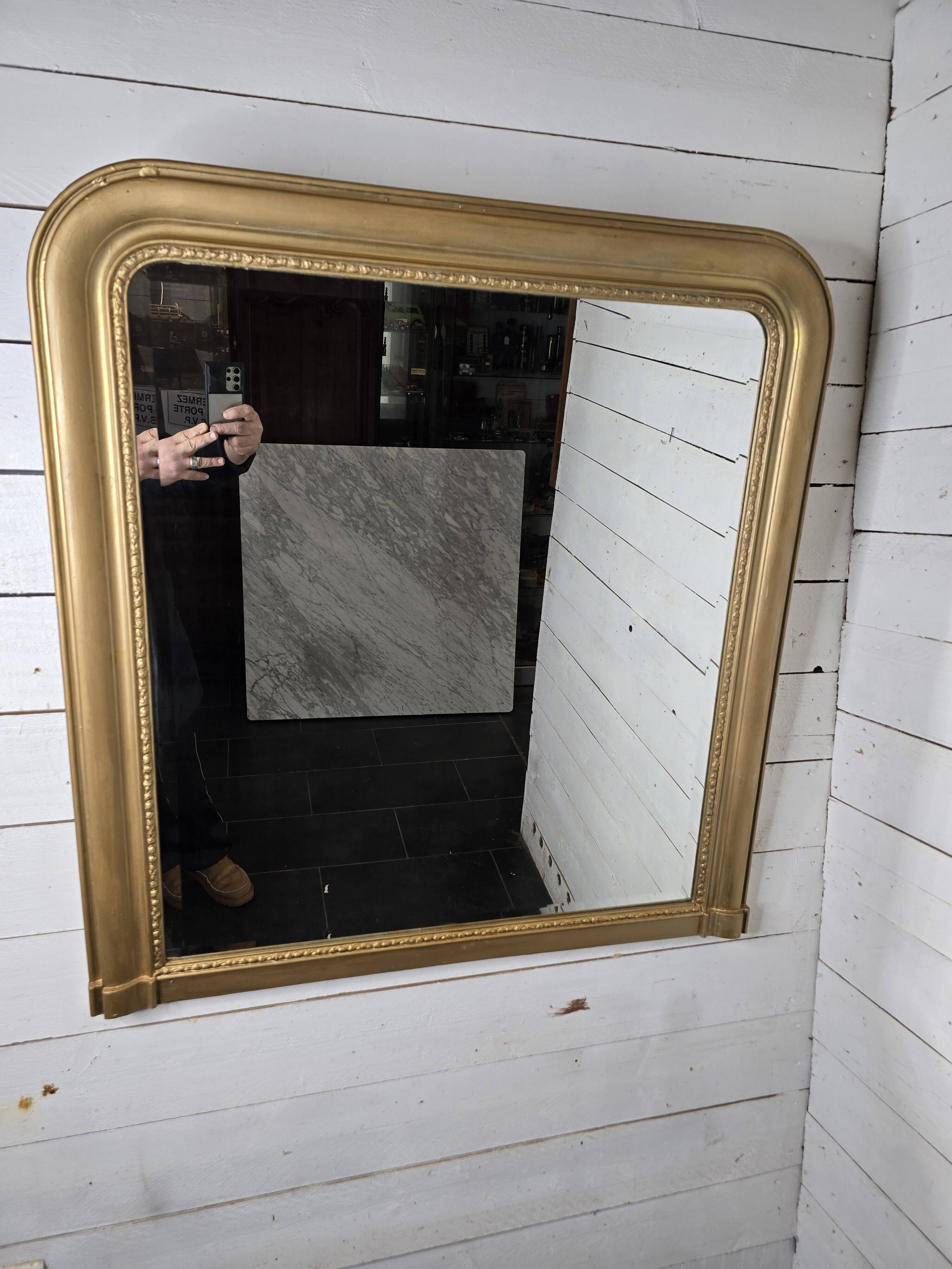 Old Louis Philippe style gilded mirror beveled mirror