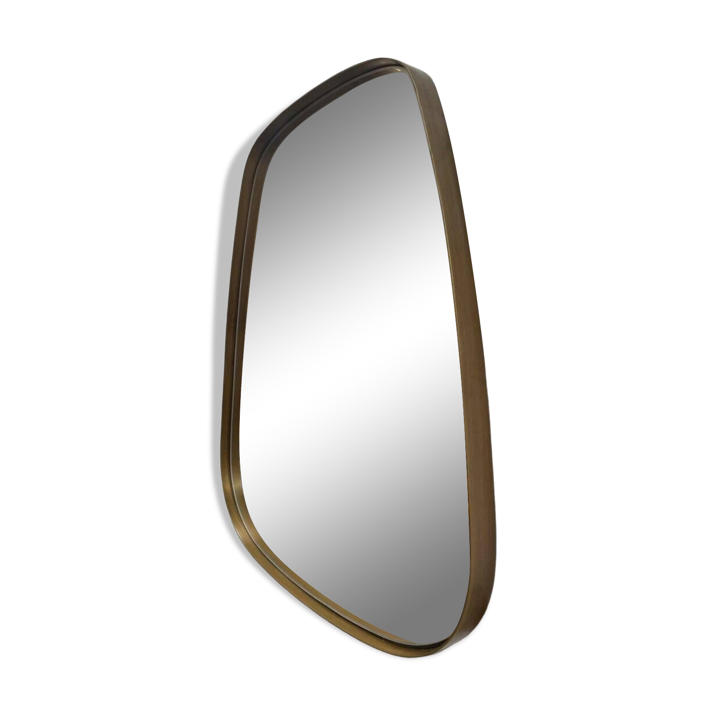 Rear view mirror and free form brass outline 75x65cm