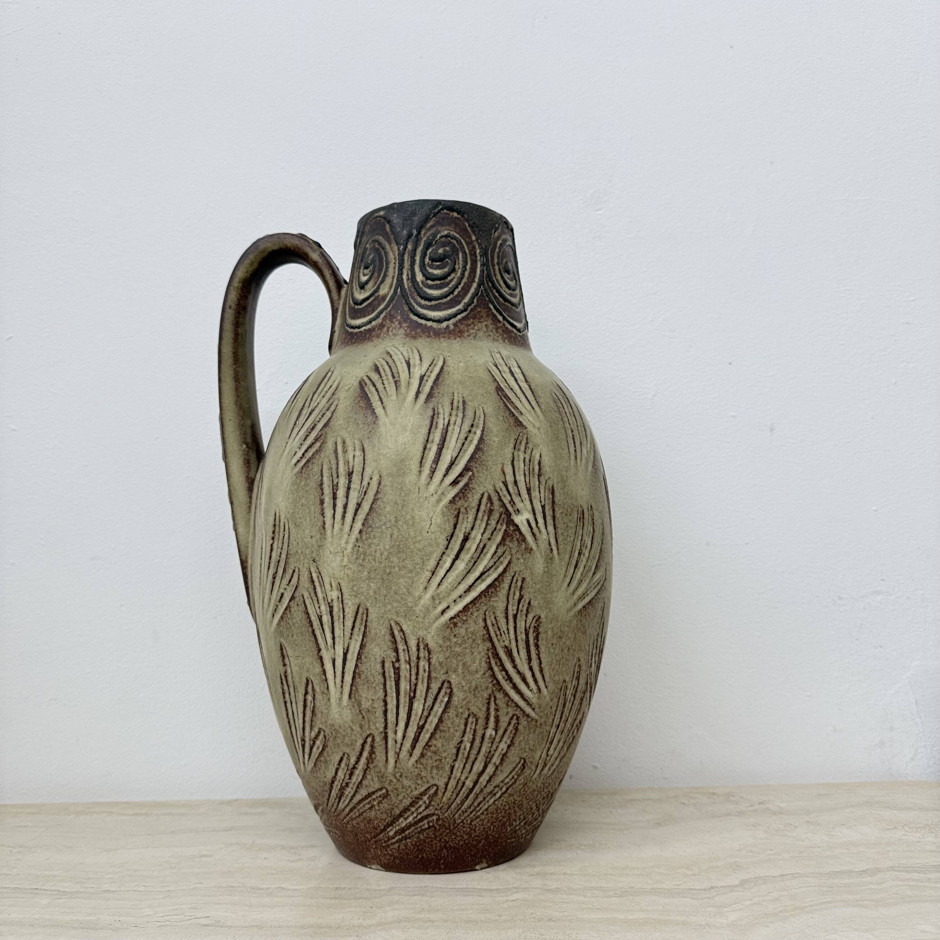 Vintage Scheurich west Germany vase with horse decor , 1970s