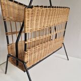 Raoul Guys magazine rack 1950s  
Rattan and black metal