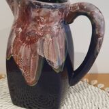 Vintage ceramic pitcher and 4 glasses set