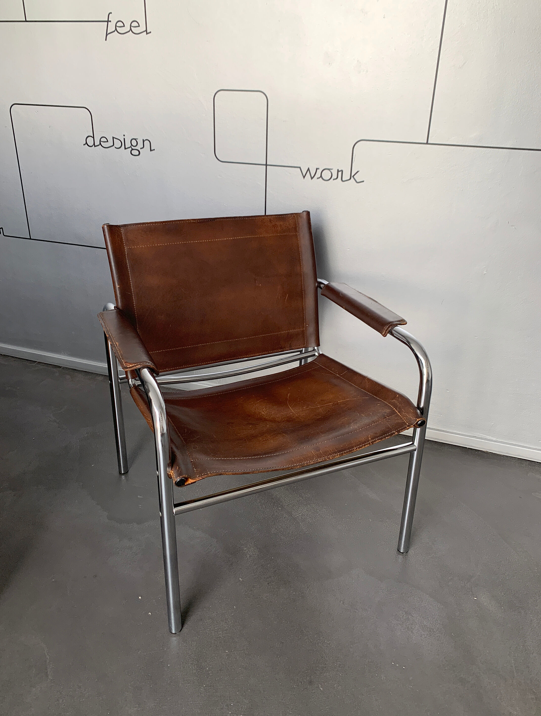 'Klinte' armchair for Ikea, chrome & leather design Tord Bjorklund 1970s chair
