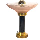 Art Deco bedside lamp with signed Muller glass.