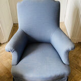 Paire de fauteuils crapauds Napoleon III tapisserie bleue - France 19eme siècle