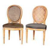 Two solid walnut chairs. Work from the suburbs, circa 1900