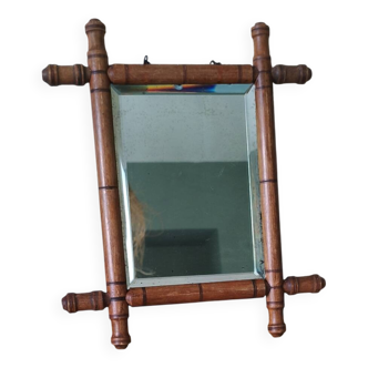 Miroir en bois imitant le bambou