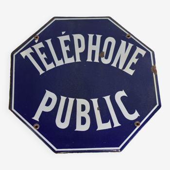 Plaque émaillée téléphone public