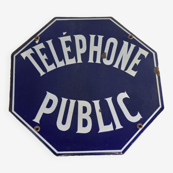 Public telephone enamelled plate