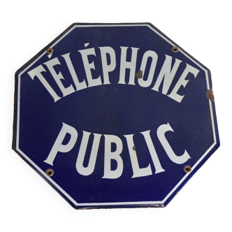 Plaque émaillée téléphone public