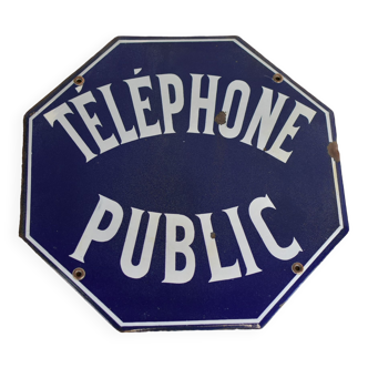 Public telephone enamelled plate
