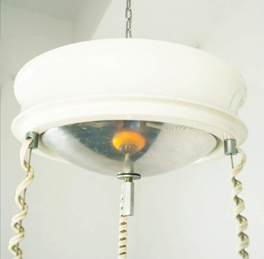 Multicolored waterfall suspension chandelier. Italy 70s