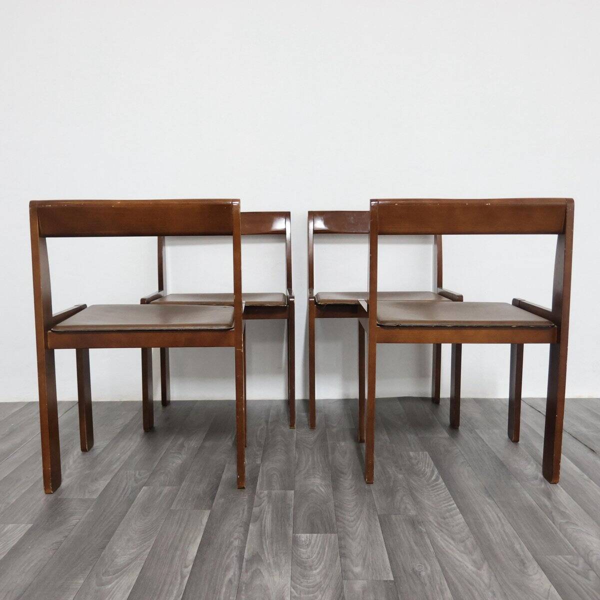 Chaises en bois vintage, années 1960, ensemble de 4