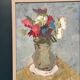 Original Swedish Oil on Panel – “Flowers in Green Vase” – Signed – Vintage