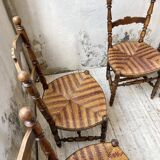 Set of rustic Provençal mulched chairs