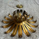 Ceiling lamp pendant in aged gilded metal palm leaf