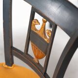 Set of 2 Black and Gold Armchairs and 4 Chairs, Empire style